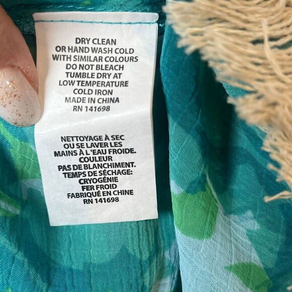 Ramy Brook Floral Printed Riviera Skirt Turquoise XS S Handkerchief Hem Tassel T - Picture 13 of 15